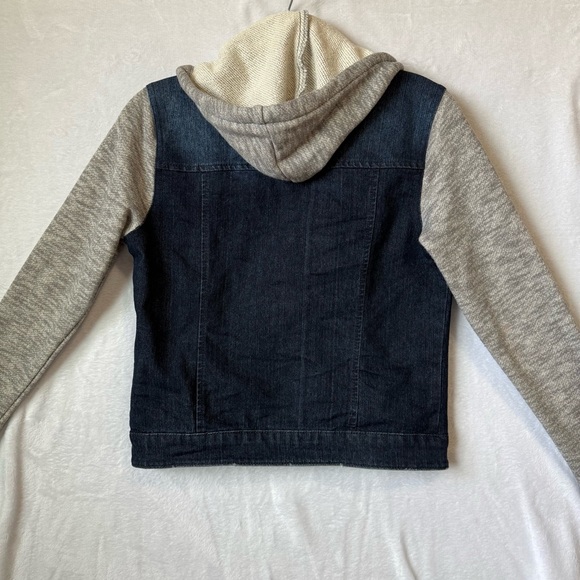 Tinsel Town Denim Jean Sweatshirt Moto Zip Jacket Size Small - Picture 9 of 16